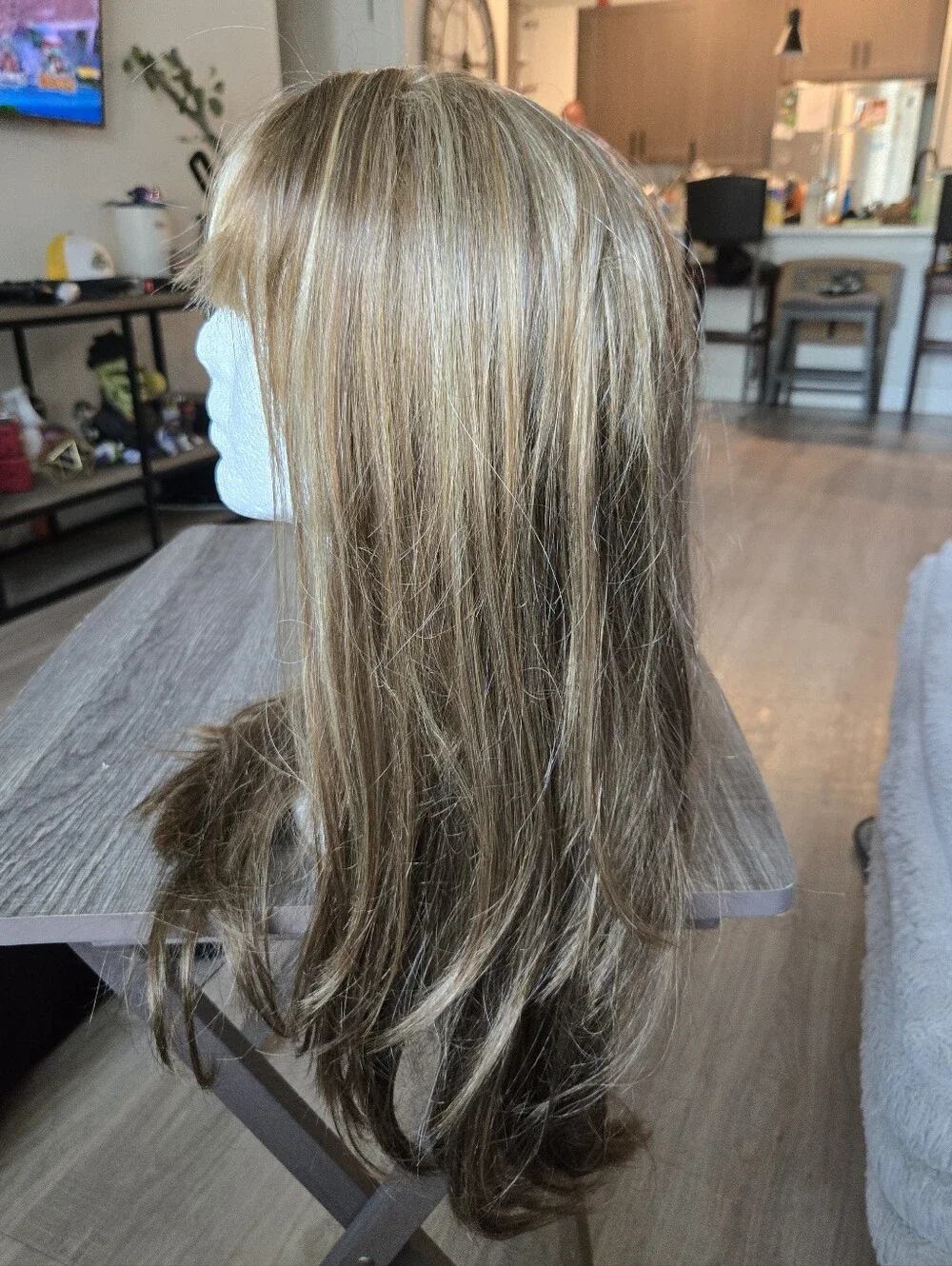 R&B Collection Straight Hair With Bangs Synthetic Wig Light Brown/blonde